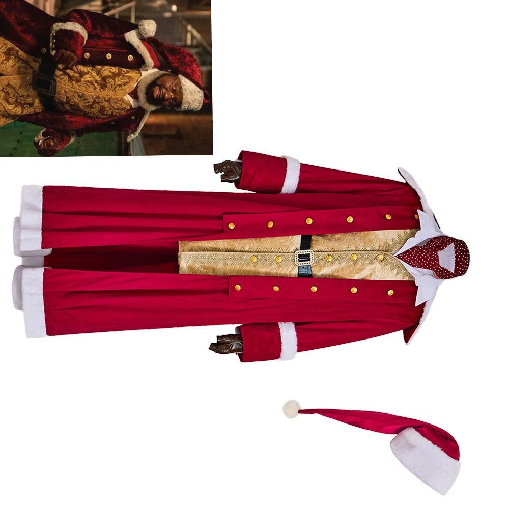 

Средневековый винтажный викторианский костюм Деда Мороза на Рождество, карнавальный костюм, длинная куртка, пальто, брюки, шляпа, наряд, полный костюм для мужчин