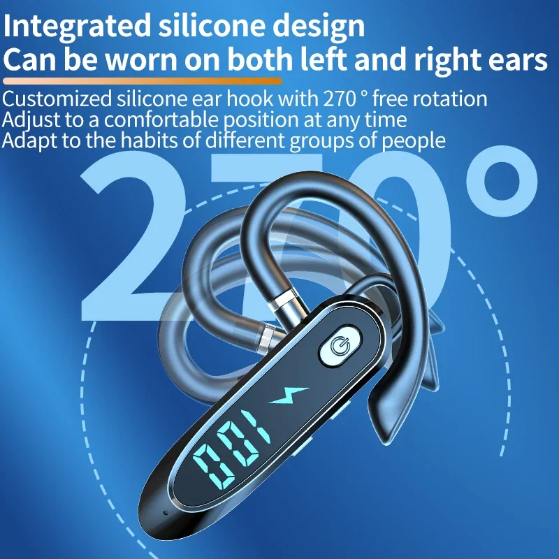 bluetooth 6.0 earphone ear hook headphone 270 degree rotation led display hifi stereo noise reduction headset waterproof earbud bluetooth 6.0 earphone ear hook headphone 270 degree rotation led display hifi stereo noise reduction headset waterproof earbud
