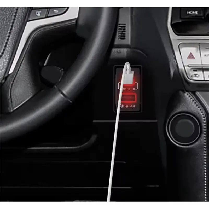 Dual USB Push Button Switch Type-C Car Adapter For Outlander Lancerex Lancer EX Pajero Sport ASX V73 V93 V97