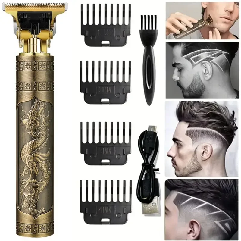 Vintage T9 Electric Hair Cutting Machine Hair Clipper Professional Men Shaver Rechargeable Barber Trimmer for Men Dragon Buddha