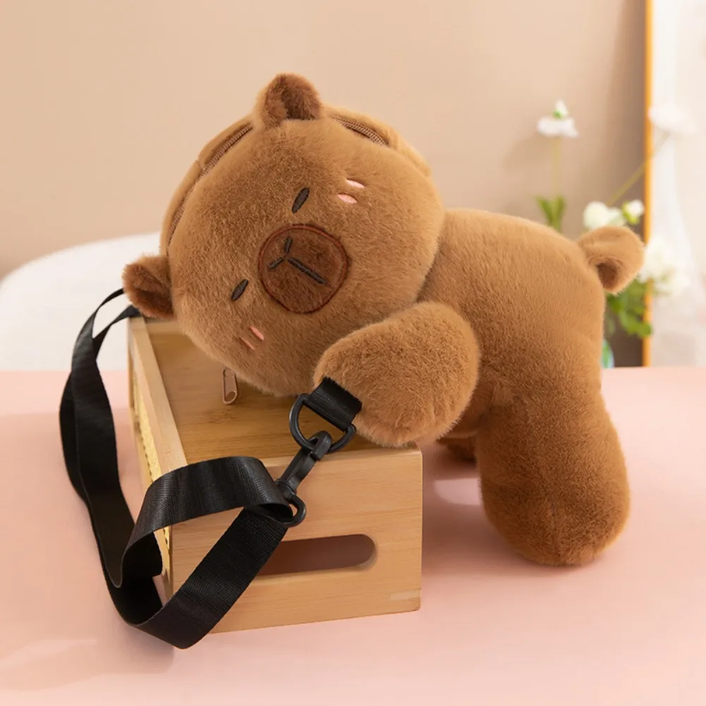 Creative Plush Toy Capybara Crossbody Bag Bear Lamb Children Backpack Doll Dog Animal Shoulder Bag Girls