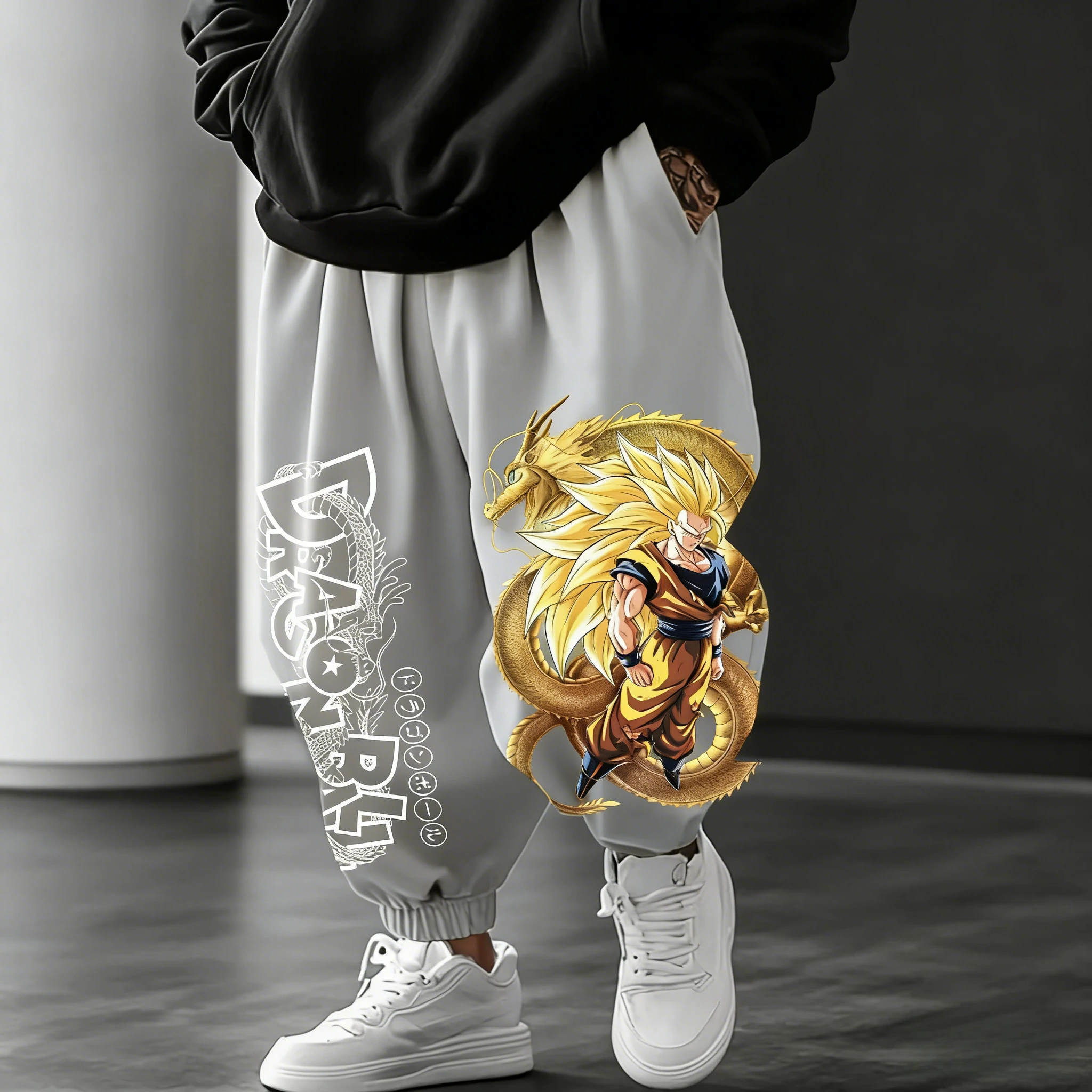 لعبة دراغون بول أنيمي سوبر سايان 3 سراويل مدببة مطبوعة 2026 خريف/شتاء جديد هاراجوكو للرجال والنساء سراويل فضفاضة غير رسمية #5