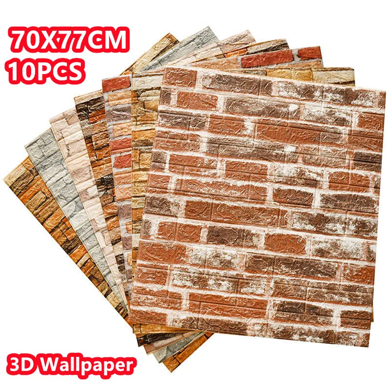 

Self-adhesive Panel Waterproof Brick Wall Sticker Retro Marble Pattern 3D Modern Wallpaper Foam Bonding Bathroom Tiles Decor