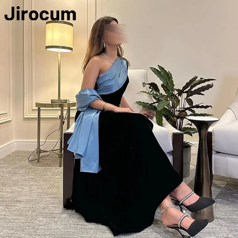 

Jirocum Elegant Mermaid Prom Dress Women's Black One Shoulder Party Evening Gown Floor Length 2025 New Formal Occasion Dresses