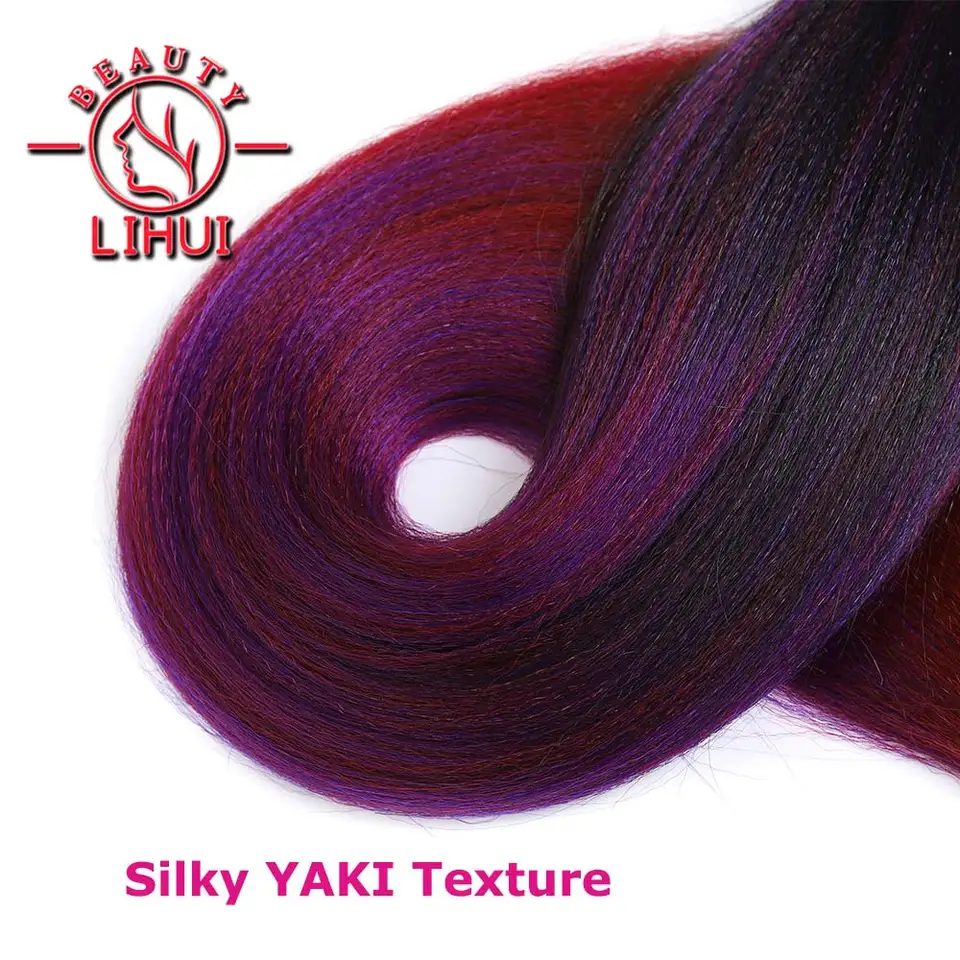 Extensiones de cabello para trenzas de 28 pulgadas, pre-estiradas, sintéticas, jumbo, multicolor: azul, amarillo, verde, rojo, rosa, estilo YAKI 4