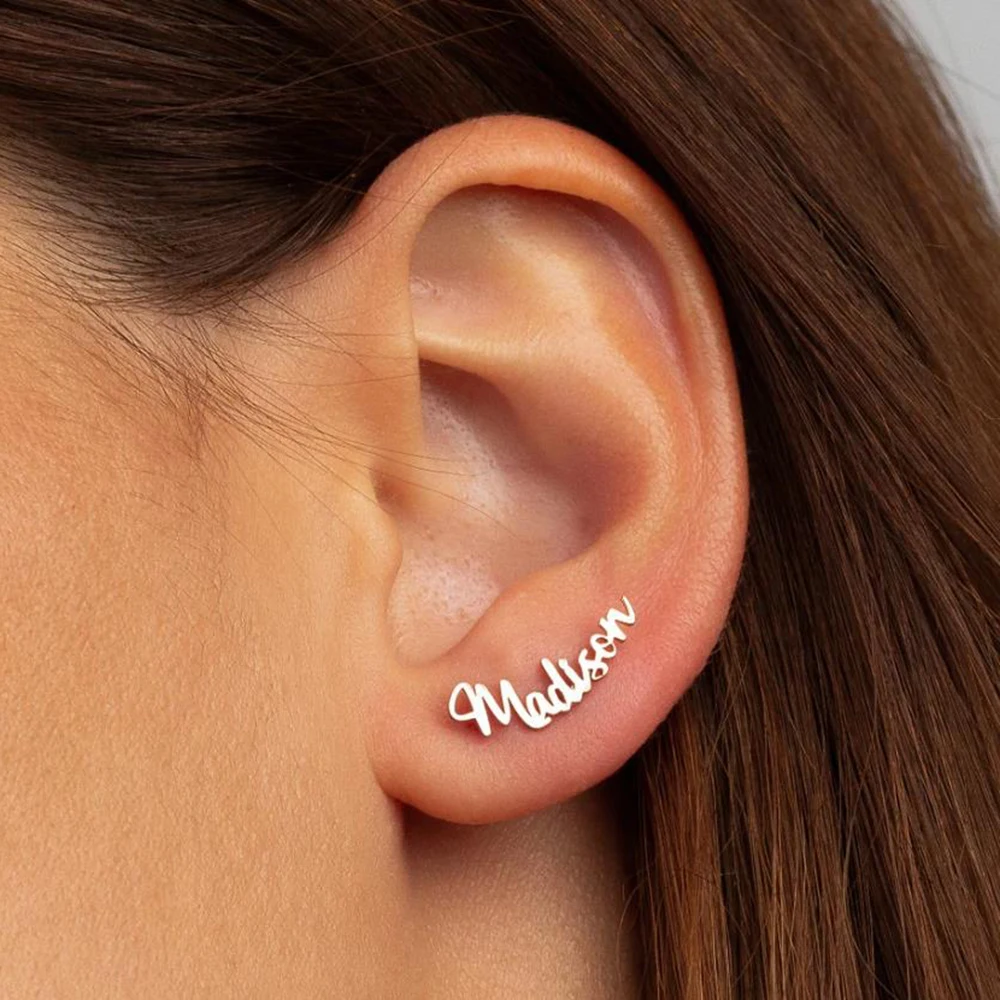 أقراط اسم مخصص، أقراط شخصية، ترصيع، هدايا شخصية، مجوهرات نسائية، هدايا عيد الحب، هدايا نسائية