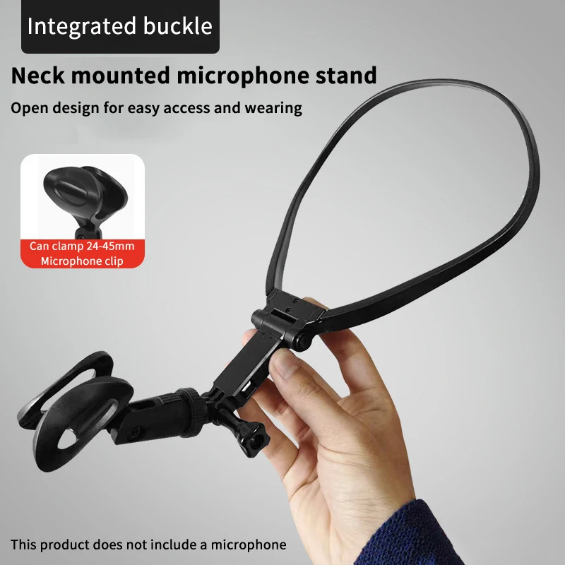 Lightweight Neck-mounted Microphone Bracket Holder HandFree Neck Microphone Stand Adjustable Hands Free Brace Mic Holder
