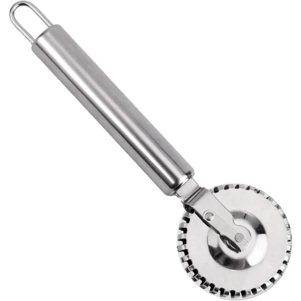 Rueda de acero inoxidable, prensador de masa para Pasta estriada, cortador de raviolis para cortar, sellar y prensar, herramienta para albóndigas de Pasta fresca