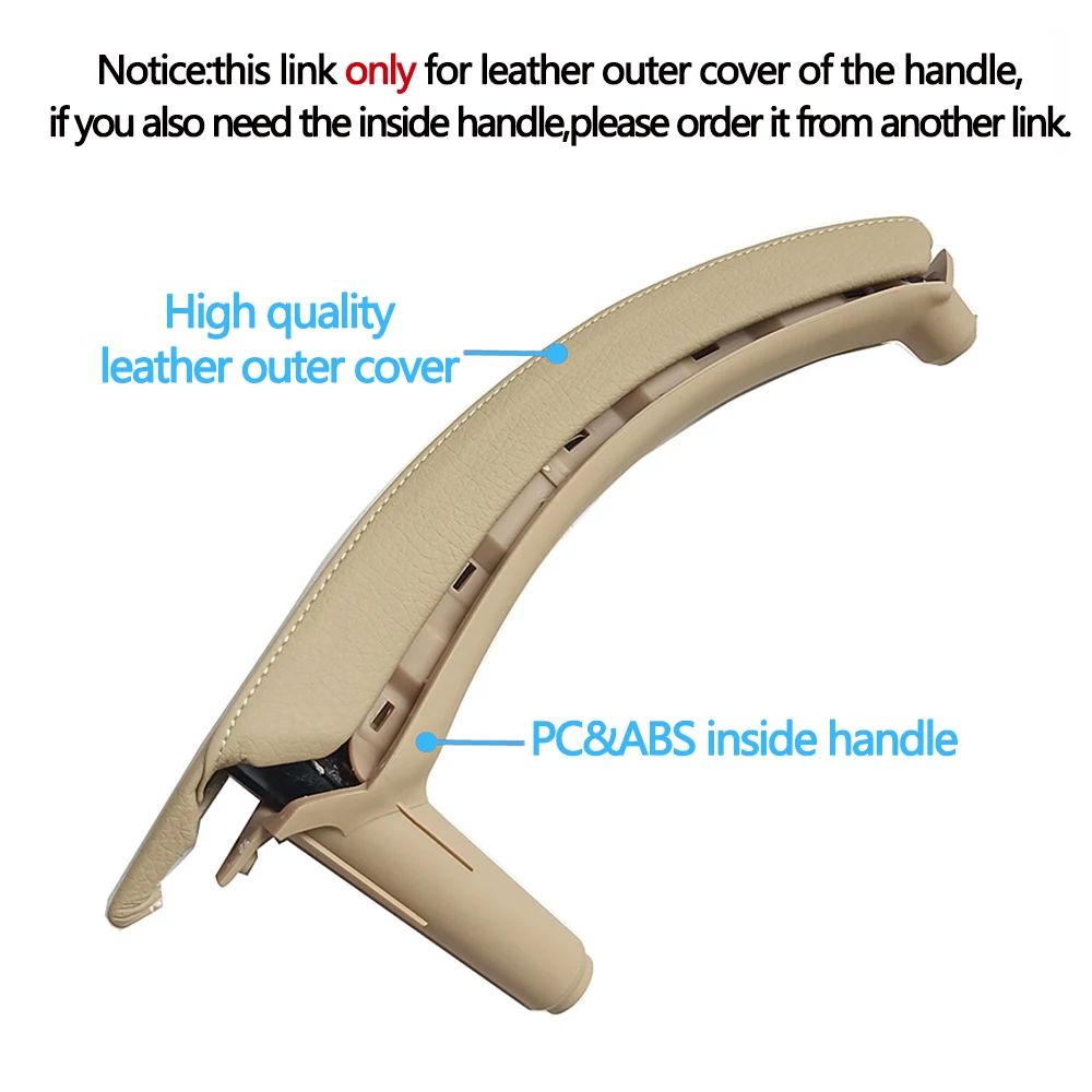 Left Right Interior Passenger Door Pull Handle Leather Outer Cover Replacement For BMW X5 X6 E70 E71 E72 2007-2014
