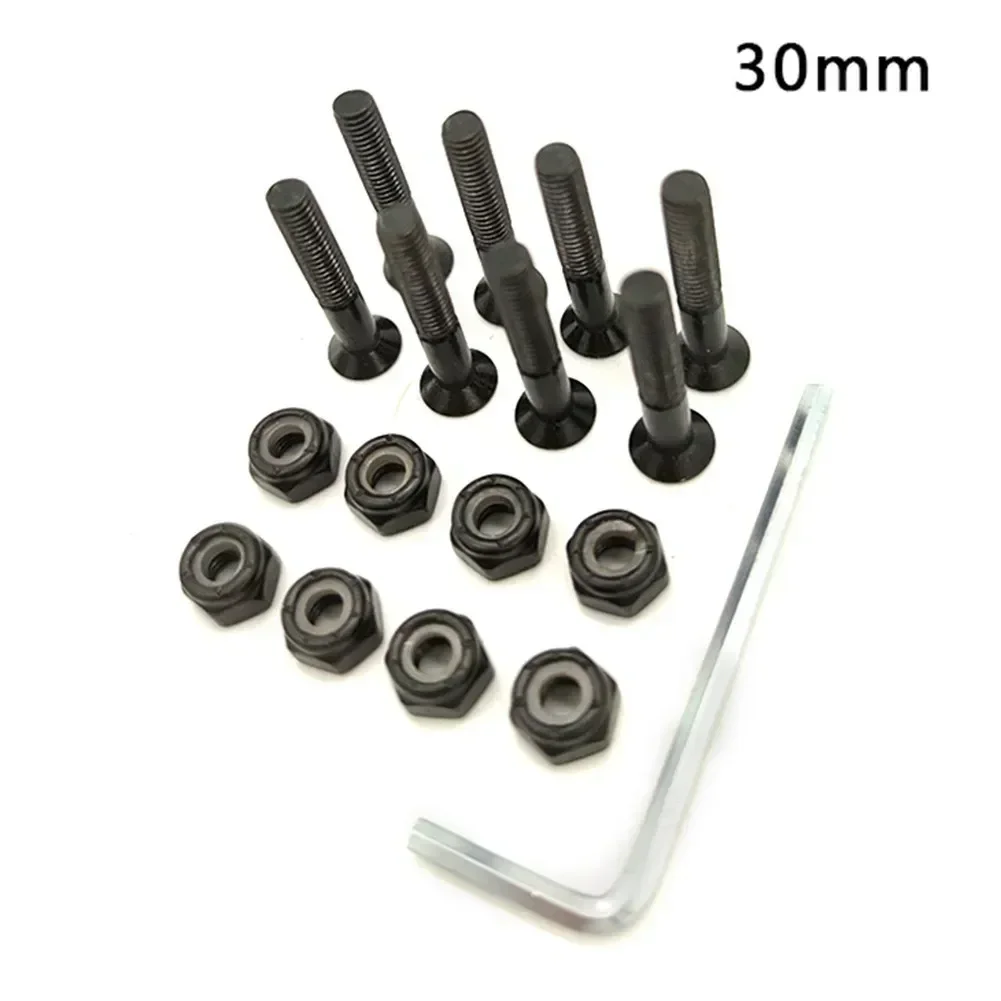 16Pcs M5 30/35/53mm Skateboard Replacement Screws Nuts Teel Screws Bolts Four-Wheeled Skateboard Longboard Accessories