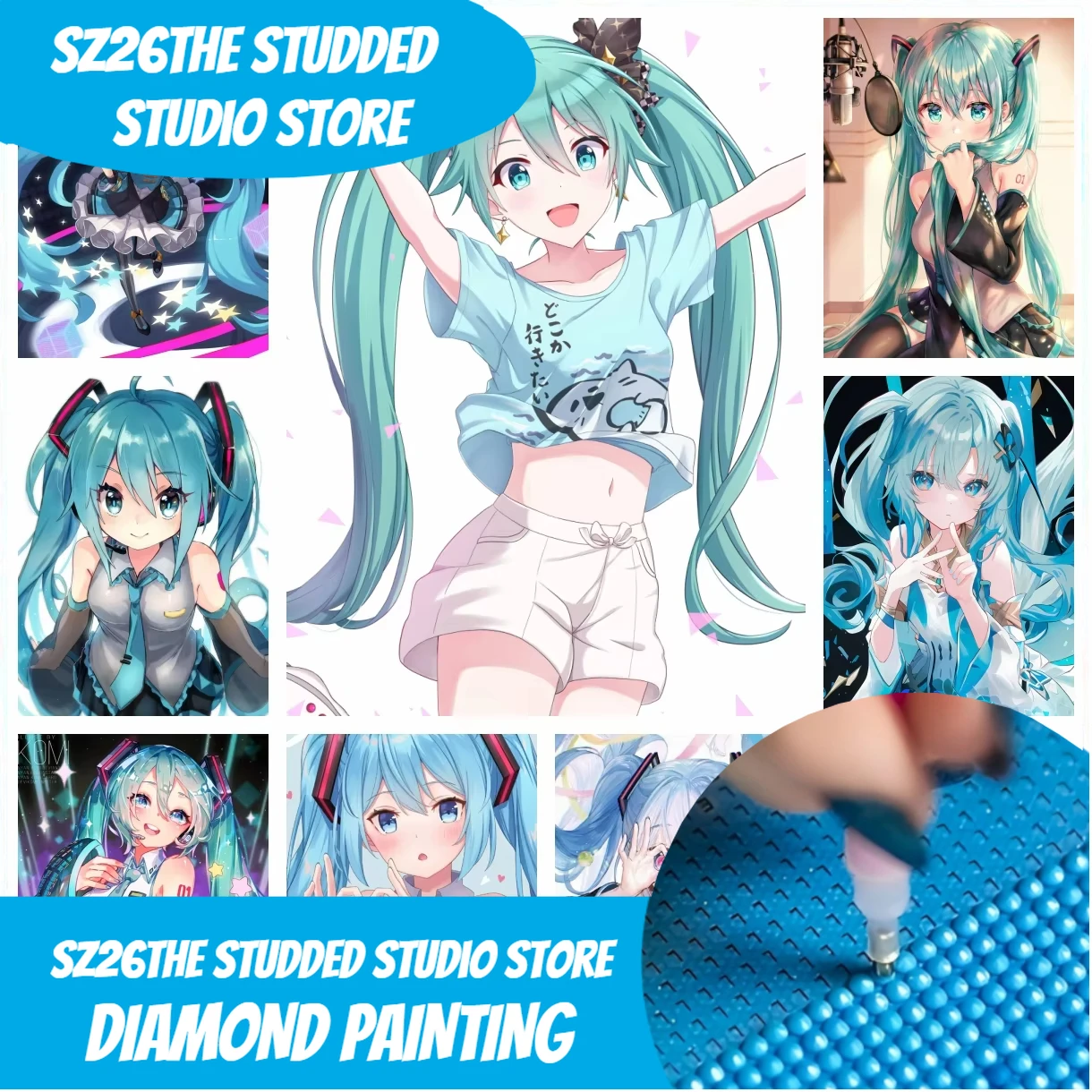Sz26The Studded Japanese Anime Singer Miku 5D DIY Diamond Pa