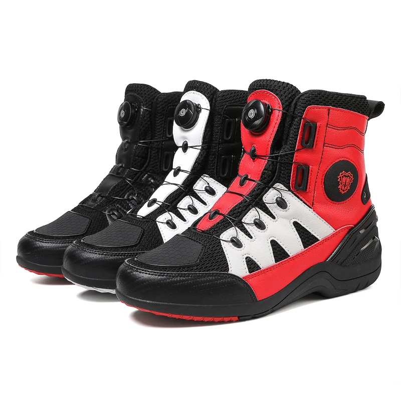 JG WOLVES Motorcycle Boots Men Moto Riding Boots Breathable Motorcycles Shoes Motorbike Chopper Cruiser Touring Ankle Shoes view 5