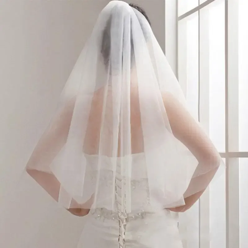 White Ivory Short Bridal Veils Cheap Wedding Accessories Velo De Novia Casamento Soft Tulle Veil