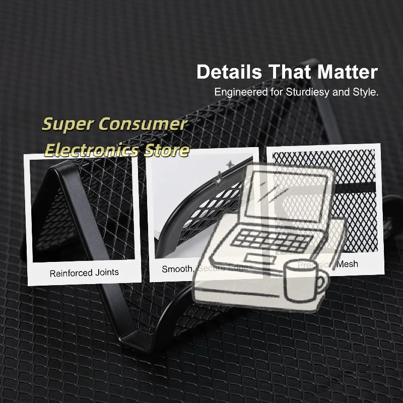 Black Metal Mesh Business Card Holder Anti-Fingerprint Large Capacity Durable for Office Reception Business Fair Use