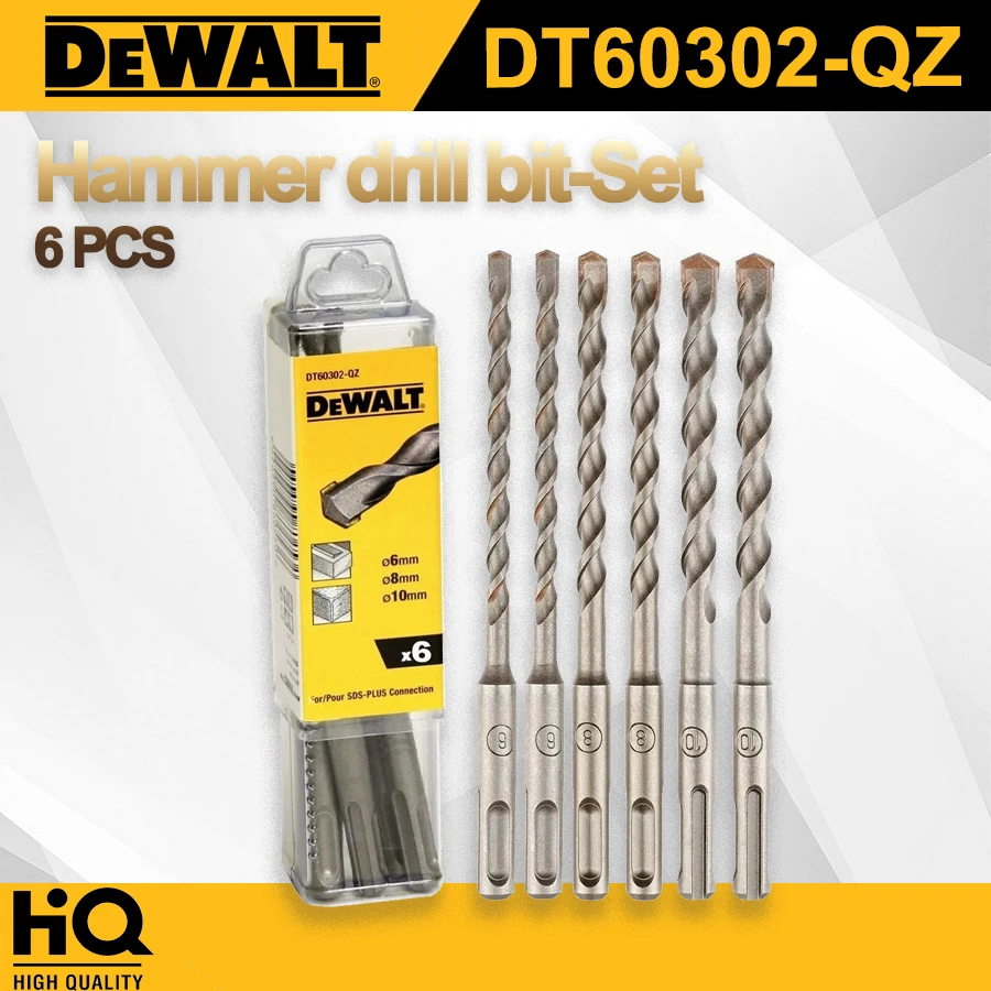 DEWALT 6 Pcs Hammer Drill Bit-Set SDS-plus 10MM 8MM 6MM  for Dewalt Power Tool Masonry Drilling Bits DT60302-QZ