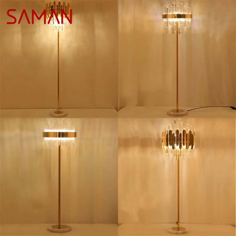 

·SAMAN Floor Lamps Light Contemporary LED Luxury Crystal Decorative For Home Living Room Bedroom