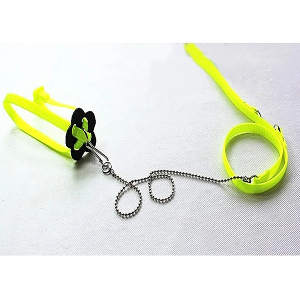 

1.2m Fluorescent Green Reptile Harness Leash Adjustable Nylon Durable Metal Clasp Training Walk for Lizards Small Pets