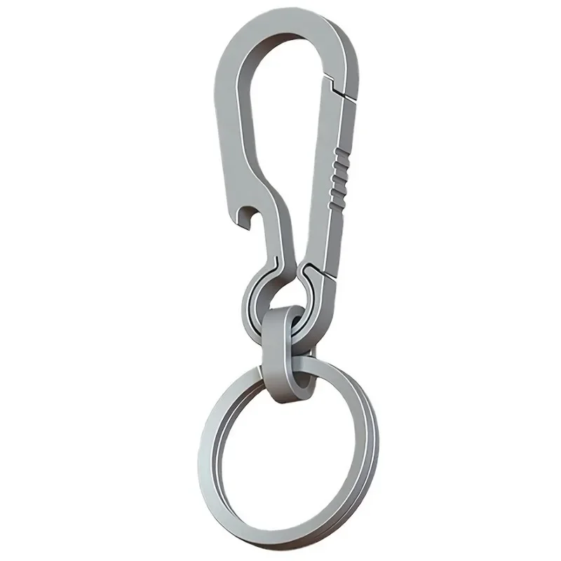 Men's Titanium Bottle Opener Keychain Carabiner Key Chains EDC Outdoor Tool Tiranium Buckle Key Ring Car Key Waist Hanging Gift