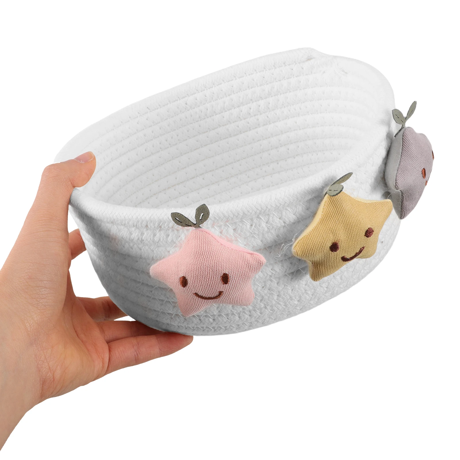 

Multifunctional Star Shaped Cotton Rope Woven Storage Basket Decorative Organizer Bin For Entryway Desktop Household Use