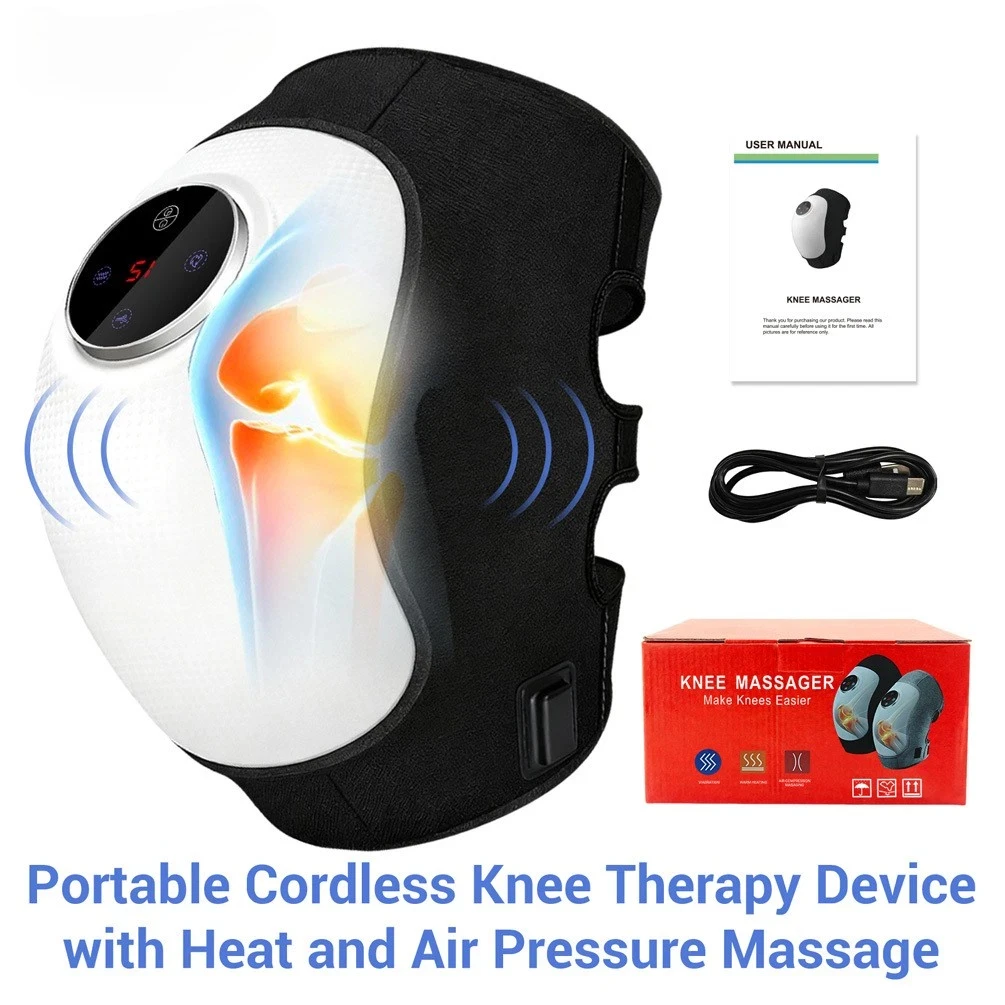 

Knee Pain Relief Device Wireless Heating Massager with Vibration & Red Light Therapy Cordless Physiotherapy Pad for Arthritis