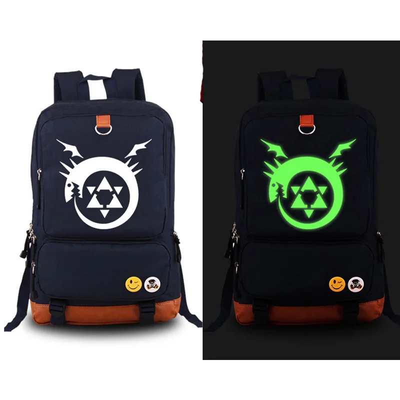 New Alchemist Cosplay Backpack Anime Canvas Student Luminous Schoolbag Unisex Travel Bags