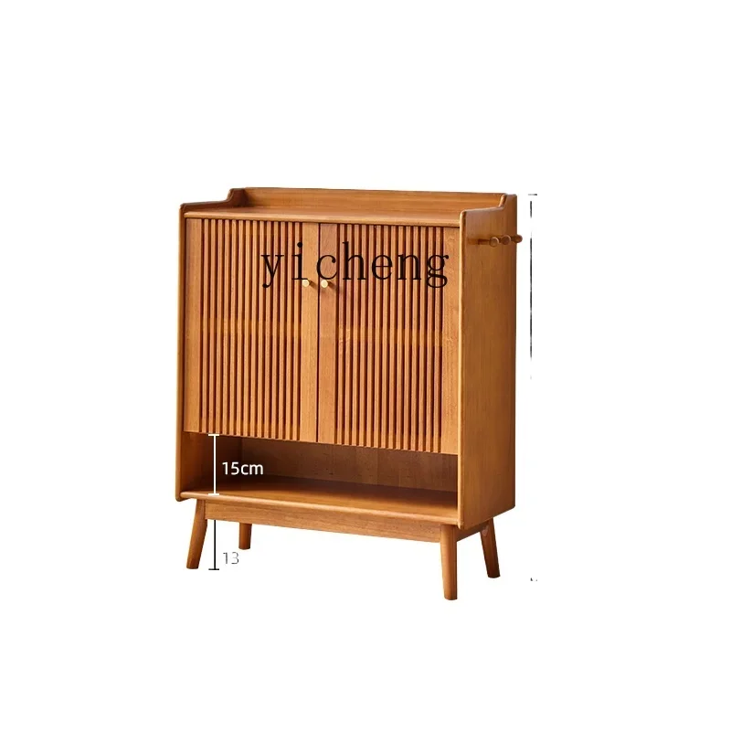 solid wood shoe cabinet large-capacity household door simple entrance cabinet new Chinese-style home storage cabinet