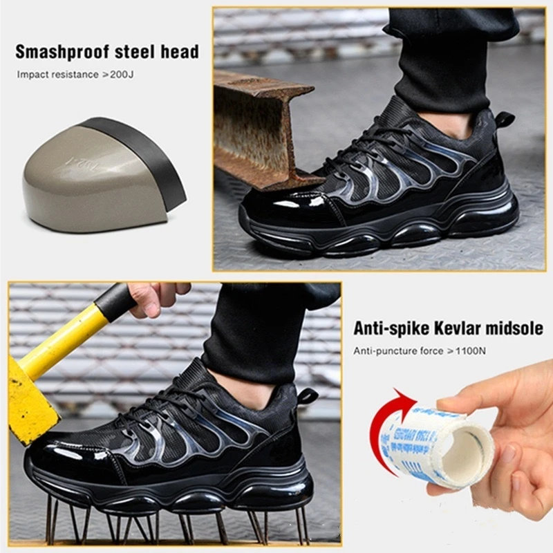 Imagem -06 - Respirável Anti-smash Steel Head Anti-stabbing Safety Protection dos Homens Resistente ao Desgaste Leve Confortável Sapatos de Trabalho