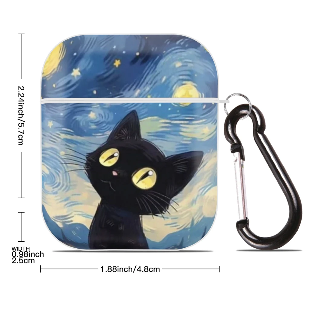 Hard PC Protective Cover with Buckle, Compatible with Apple AirPods 2nd 1st Generation Charging Case,  Starry Sky Cat