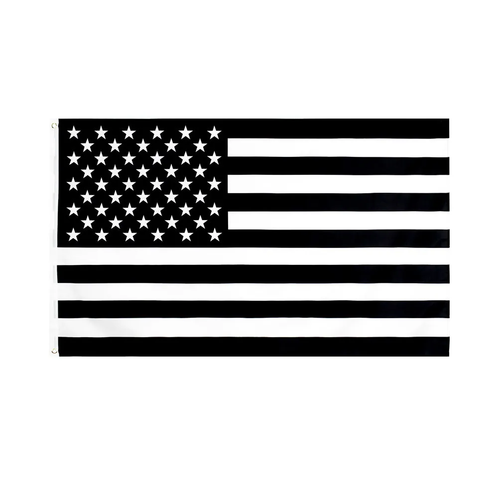 1Pcs Black and White American Flag Creative Garden Flag Hanging Yard Banner Decoration Outdoor Party Decoration Home Garden