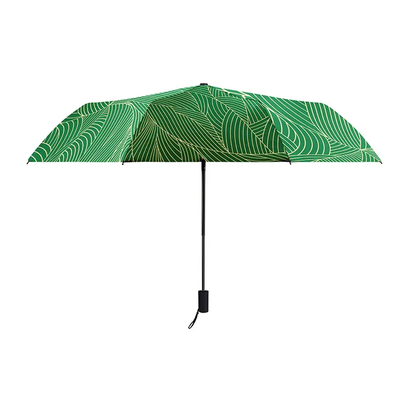 Green Leaf Folding Umbrella UV Protection Windproof Portable St Patricks Day Gift Sun Rain Parasol for Party Outdoor Travel