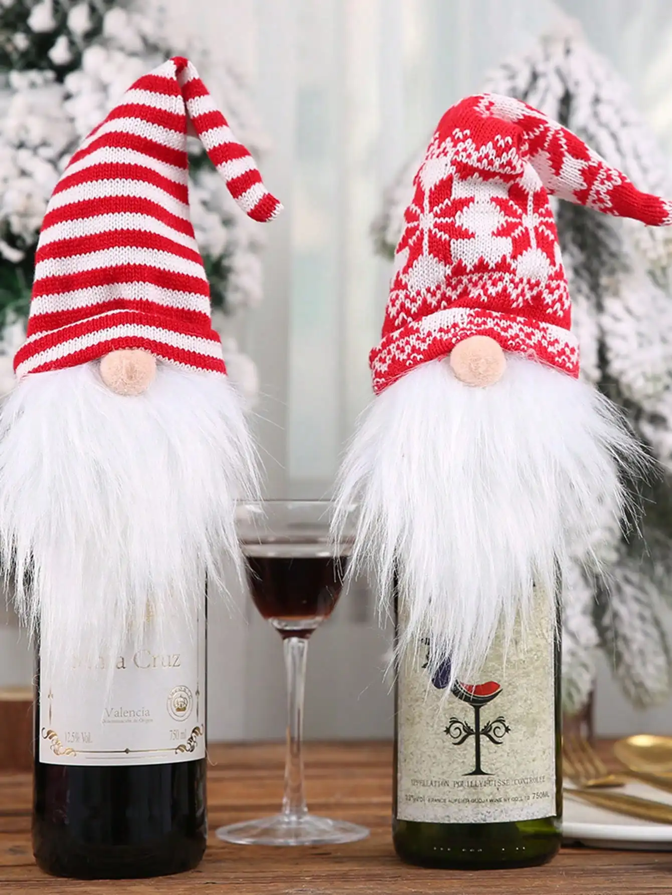 Handmade Christmas Elf Wine Bottle Caps 1/3/5 Pack Holiday New Year Table Decoration Party Gift Swedish Tomte Elf Wine Bottle De
