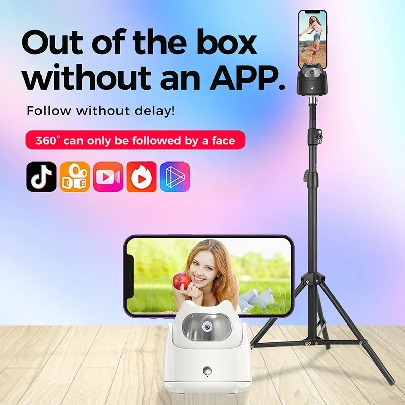 New 360° AI Intelligent Auto Face Tracking Phone Holder Stand Stabilizer Gimbal For Video Shooting Kitchen Video Call Watching