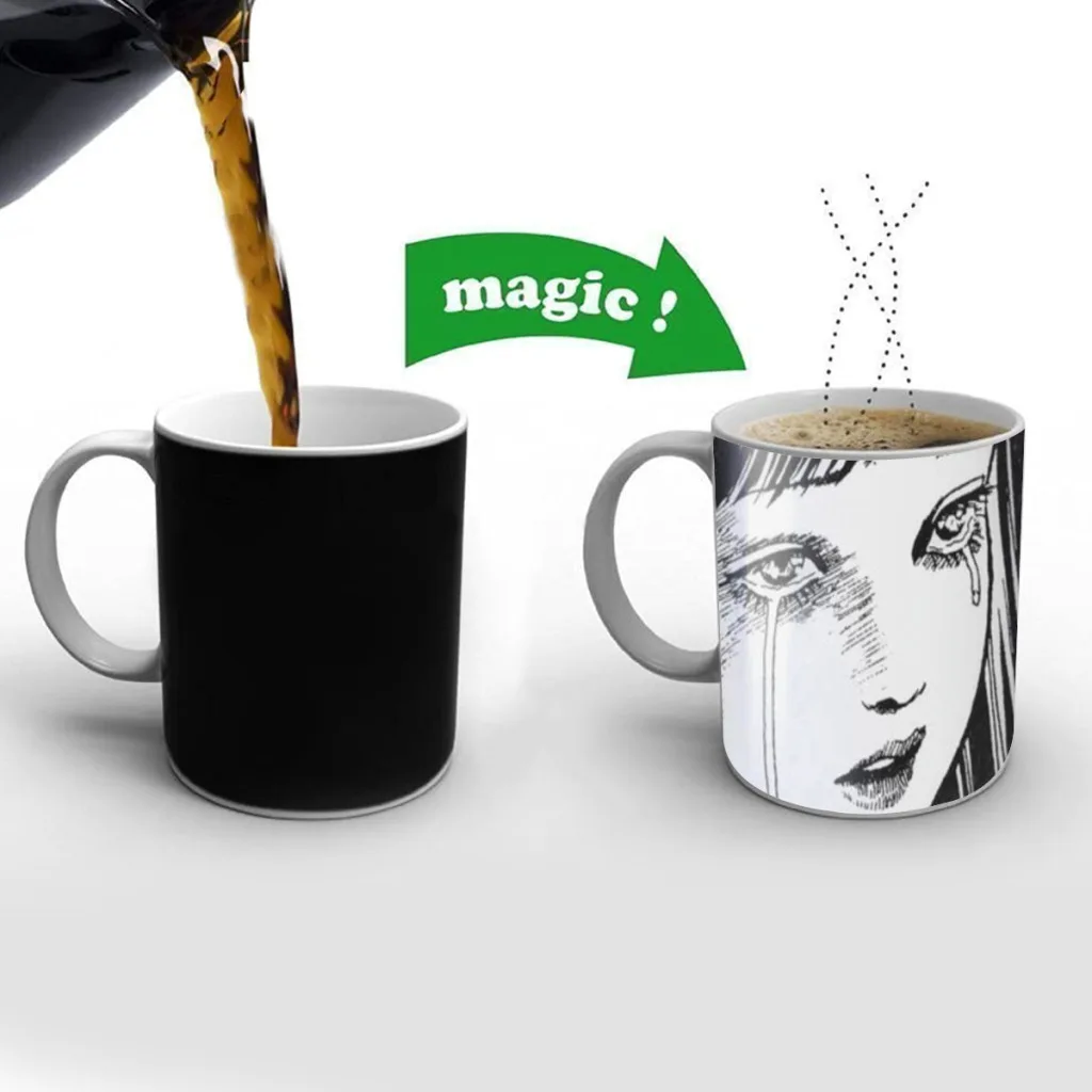 Junji Ito Tomie Kawakami Anime One Piece Coffee Mugs And Mug Creative Color Change Tea Cup Ceramic Milk Cups Novelty Gifts