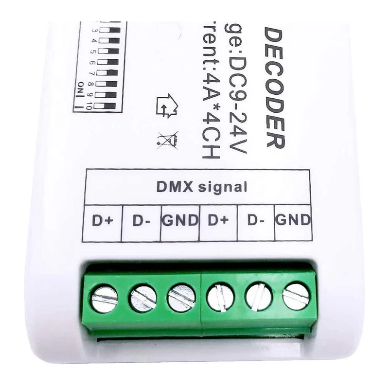 3X Mini 4 Channel DMX RGBW Decoder 16A RGB RGBW Strip Controller DMX 512 Dimmer Driver For LED Strip Lights DC9-24V