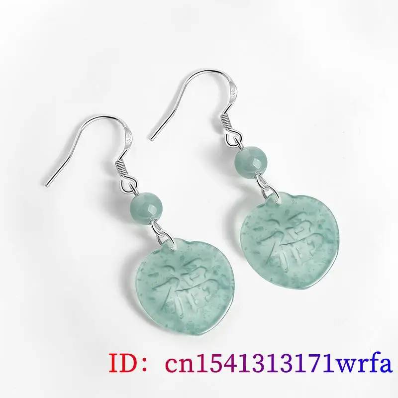 Blaue burmesische Jadeit Fu Ohrringe Charme Stein Silber Amulett Geschenk echte Myanmar Jade Geschenke für Frauen Natur schmuck Luxus