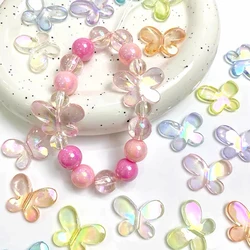 10pcs Acrylic colored vertical hole butterfly beads are used for making mobile phone chain keychain necklaces