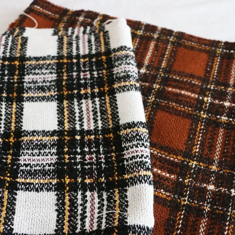 

Bright Line Plaid Wool Woven Fabric Diy Skirt Suit Coat Scarf European Brand Fashion Design Sew Wholesale Material By The Meter