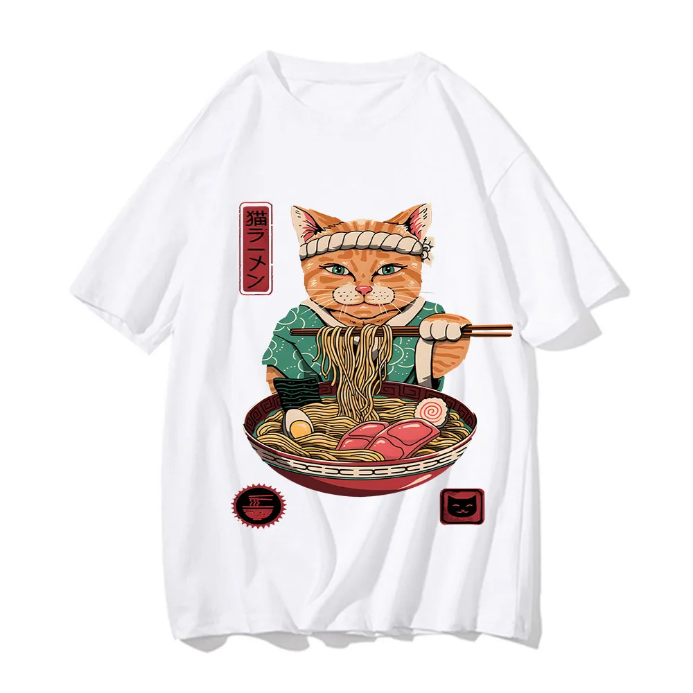 

Cute Ramen T Shirts for Women Japanese Cat T-shirt Summer Short Sleeve Graphic T Shirts Clothing Cartoon Streetwear Personality