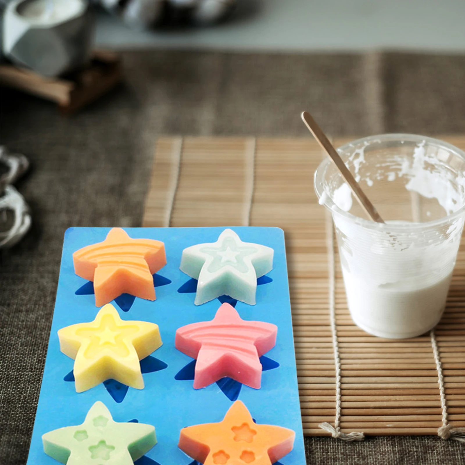 

Six hole Five pointed Star Soap Molds Silicone Mold for DIY Crafts Epoxy Resin Tools Home Use Safe Practical Clean