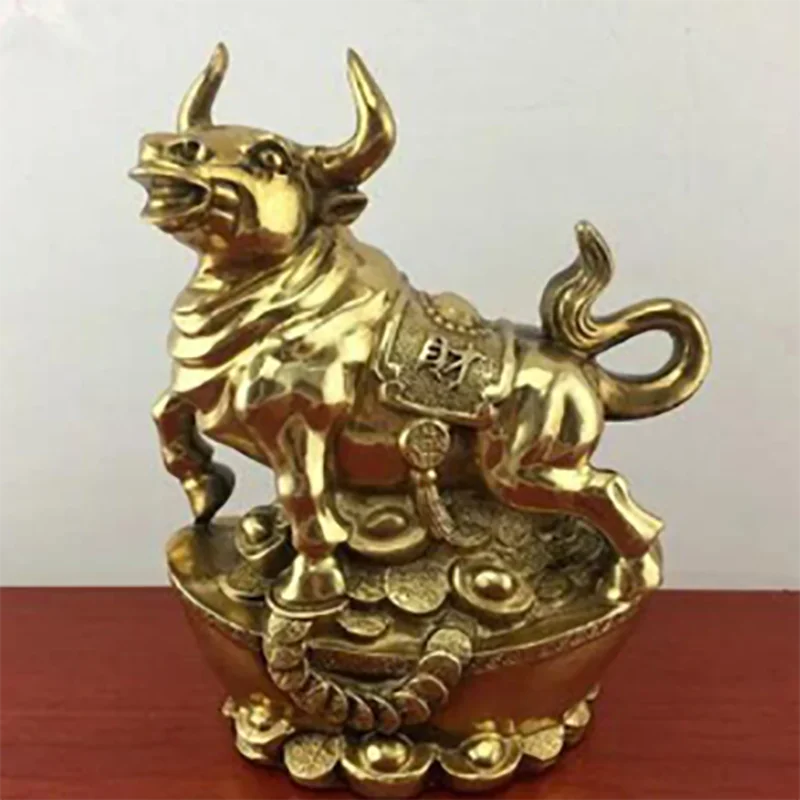 

Collection fine workmanship brass wealth cattle crafts statue