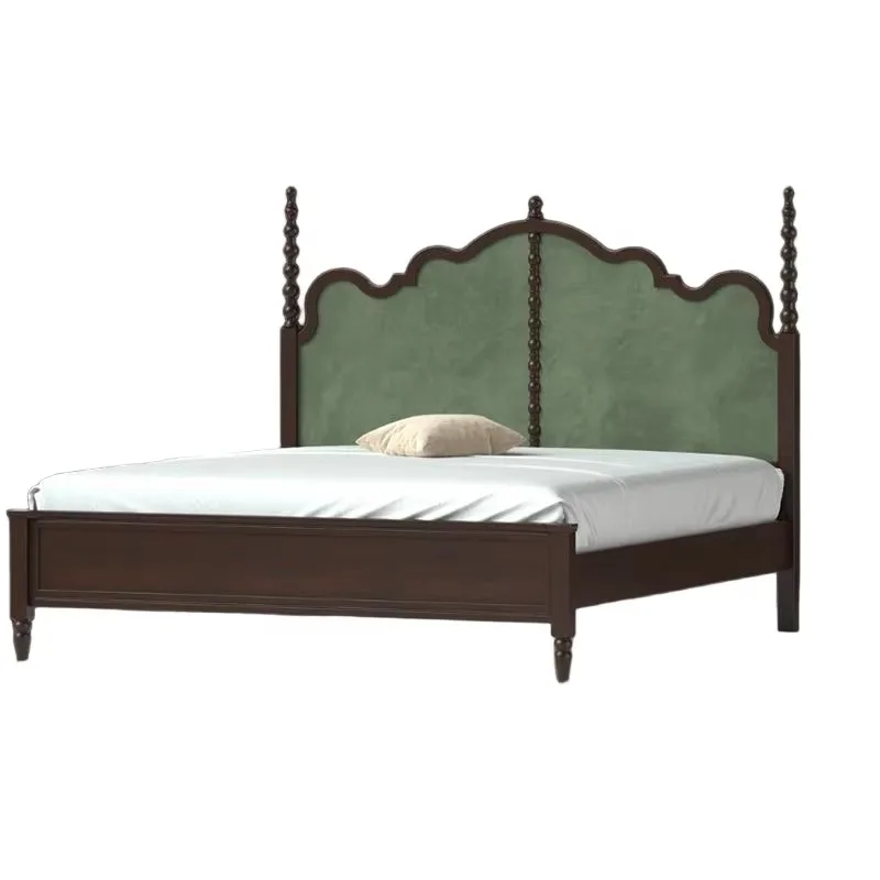American Retro Home Bedroom Hotel Hand Carved Oak Solid Wood Double Bed 1.8m Simple Nordic Design Modern Bed