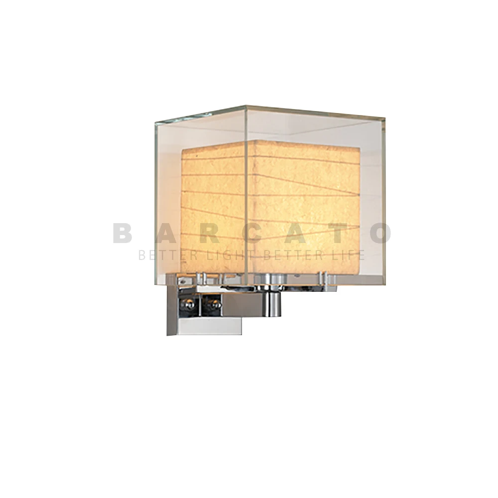 Square Nordic Wall Lamp Rice Paper Modern Fashion Glass Sconce Light New Design For Beside Bedroom Creative Lighting Fixtures
