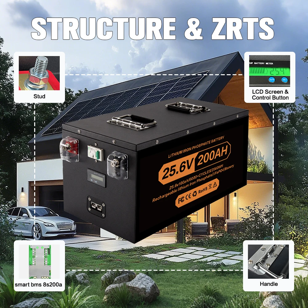 LiFePO4 Batterie 24V 200Ah 12V 100Ah 300Ah 400Ah Batterie BMS Grade A 6000+ Cycle For Solar Power System RV PL EU STOCK Low Pric