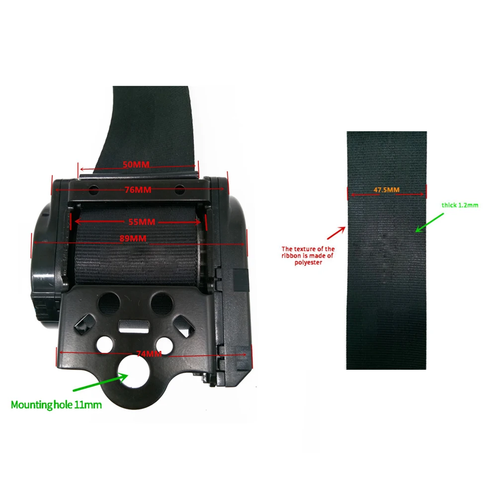 

3 Point Adjustable Car Seat Belt with Alarm Sensor, Extension Belt, Retractable Seat Belt, Automatic Emergency Lock