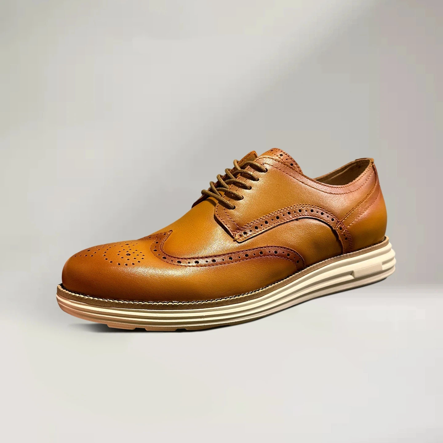 Men's British Brogue Wedding Dress Shoes Top Grain Genuine Leather Business Casual Oxfords Breathable Handmade Formal Footwear
