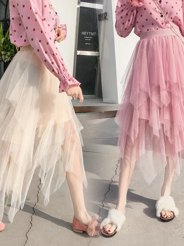 

Уличная юбка с высокой талией, однотонная асимметричная юбка Me, женская юбка на половину тела, повседневная высокая эластичность, без разрезов, китайский заказ