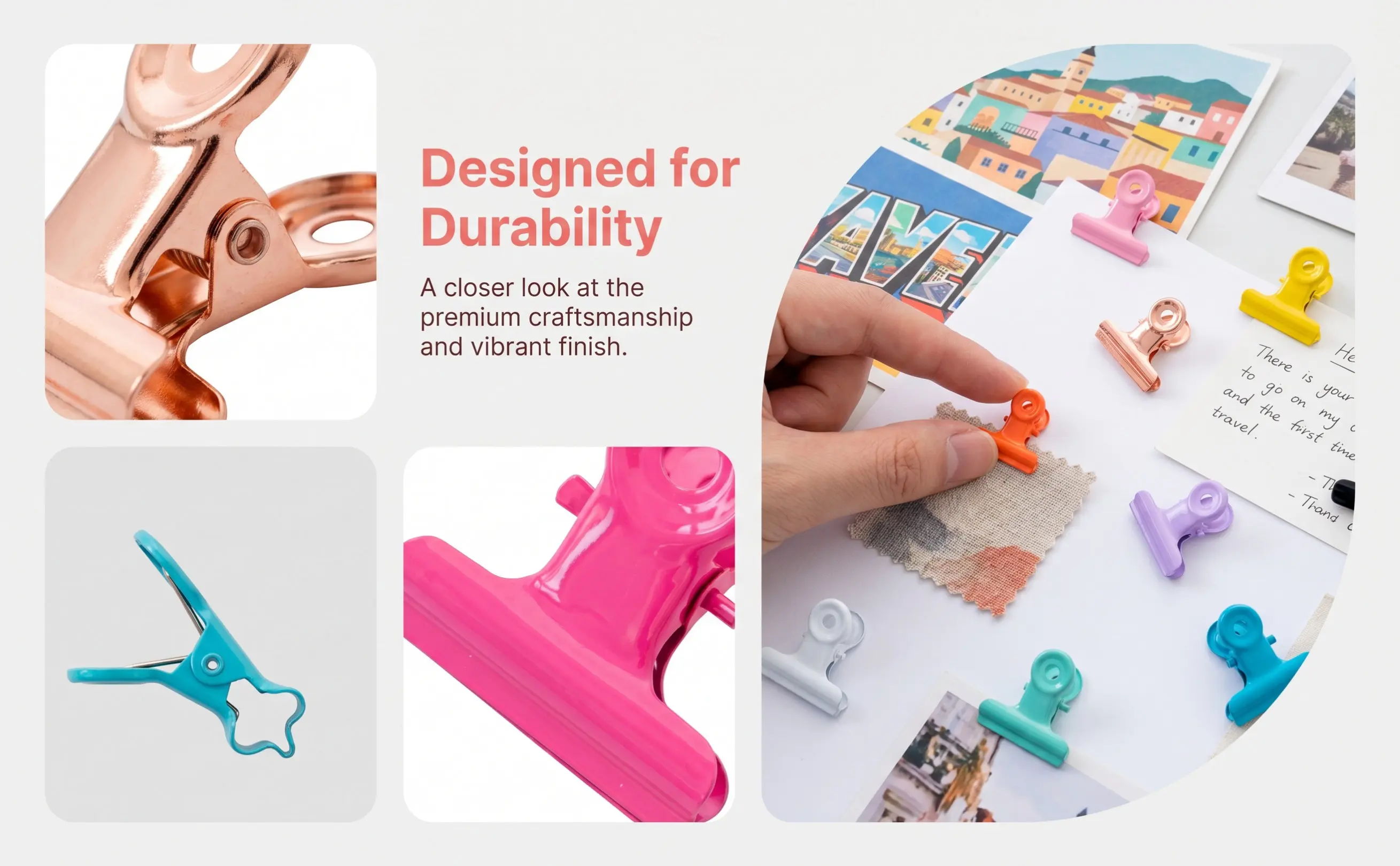 10Pcs Strong Metal Round Clips Candy Colors for Paper Files Photos Tickets Invoices Flour Milk Powder Bags Home Office Kitchen