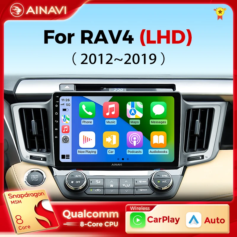 Ainavi Car radio For Toyota RAV4 RAV 4 XA40 2012-2019 Carplay Android Auto Qualcomm Car Stereo