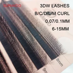 Supmacio lash extension 3d clover w eyelashes soft 0.07mm 8-15 mixed ready-made bundles cilios 3d w ресниц