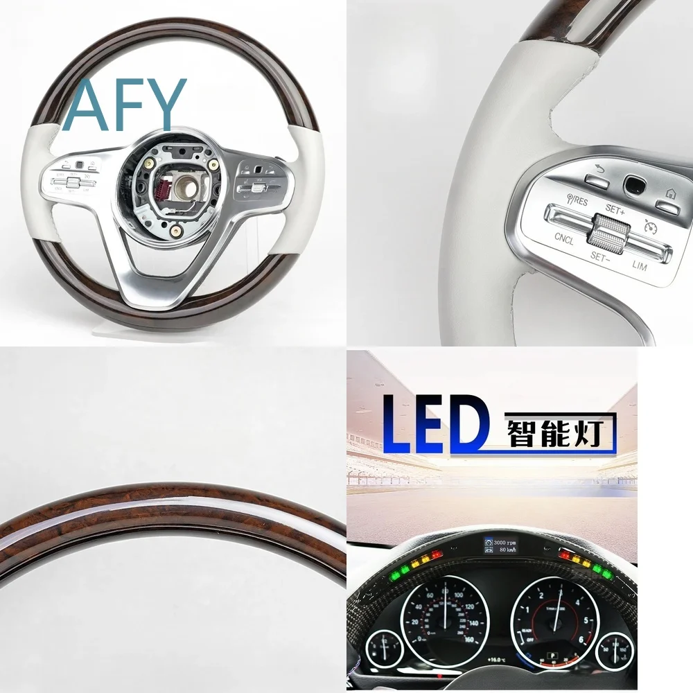 Replacement Mahogany Steering Wheel Assembly for S320 W211 Car Parts Compatible with Mercedes Benz E Class Sedan Interior